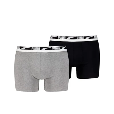 Abbildung von PUMA Everyday Multi Logo Boxer 2 Einheiten L, Grau Melange/Schwarz, L