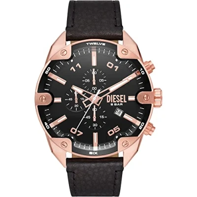 Abbildung von Diesel Spiked Chronograph black/rosegoldcoloured, Herren, Größe: One Size, Black/rosegold coloured