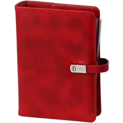 Abbildung von Organizer Agenda Nachfüllbares Ringbuch Loseblatt Binder 6 Löcher Notizbuch Ringbinder Planer Tagebuch Terminplaner Woche Auf Zwei Seiten Nachfüllkalender 2024 2025 2026, A6 Personal, Rot