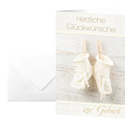 Abbildung von SIGEL DS040 Glückwunsch Karten zur Geburt &quot;Baby&quot;, 10 Stück mit Umschlägen, ideal zum Bedrucken, aus nachhaltigem Papier