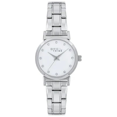 Abbildung von Breil Bella Damen Armbanduhr aus Edelstahl in der Farbe Silber Weiß 32mm, Wasserdichtigkeit: 3Bar, EW0612