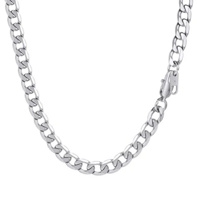 Abbildung von PROSTEEL Herren Halskette Edelstahl Panzerkette 6mm Breite schwer Glieder Link Gliederkette Hip Hop Kette, 55CM lang, Silber