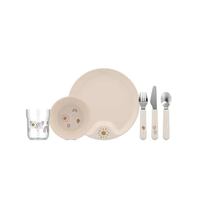 Abbildung von Mepal Kindergeschirr Set Mio Kinder Geschirr Inklusive Kinderglas, Kinderteller, Kinderschale und Kinderbesteck Spülmaschinengeeignet &amp; BPA frei 6 teilig Sunshine Rainbow