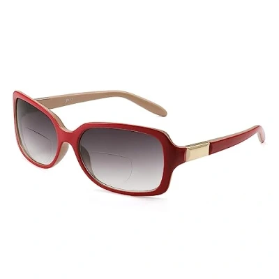 Abbildung von JM Klassisch Bifokal Lesebrille Platz Stylish Gradient Sonnenbrillen Leser für Damen +4.0 Rot