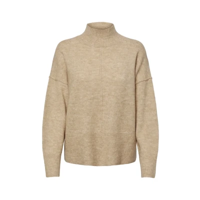 Abbildung von YAS Yasbalis HIGH NECK Strickpullover, Damen, Größe: Large, Beige