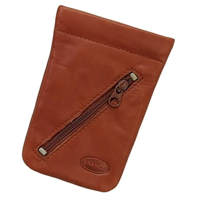 Abbildung von Leder Schlüsselglocke Schlüsseletui Schlüsseltasche Schlüsselmappe Schlüsselbeutel mit Reißverschlussfach Farbe Braun