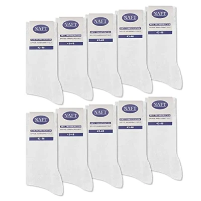 Abbildung von 10 Paar Socken 100% Baumwolle Herren Komfortbund ohne Naht 10600 (Weiß 43 46)