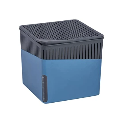 Abbildung von WENKO Raumentfeuchter Mod. Cube, Luftentfeuchter reduziert Schimmel &amp; Gerüche, Auffangschale mit 500 g Granulatblock nachfüllbar, fasst bis zu 800 ml Feuchtigkeit, 13 x cm, Blau