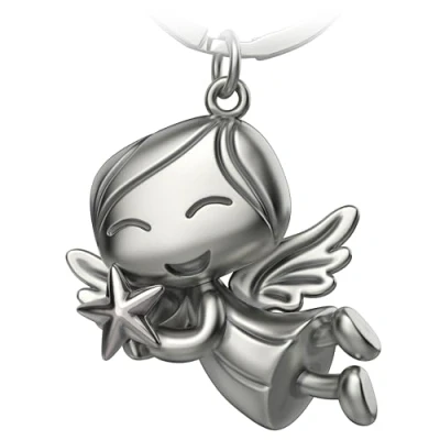 Abbildung von FABACH Schutzengel Schlüsselanhänger Lucky mit Stern Weihnachtsengel aus Metall Weihnachten Glücksbringer Engel als Geschenk für Freundin