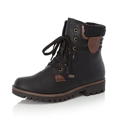 Abbildung von Rieker Damen Schnürstiefeletten 785G5, Frauen Stiefeletten, wasserabweisend, riekerTEX,wasserdicht,Boots,Stiefel,Bootee,schwarz (02),41 EU / 7.5 UK