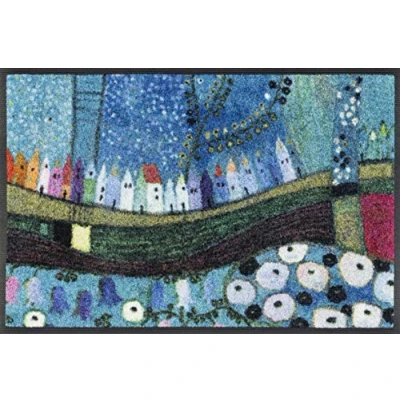 Abbildung von wash+dry Fußmatte, Stadt in Blau 40x60 cm, innen und außen, waschbar