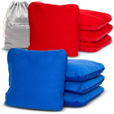 Abbildung von GoSports Unisex Erwachsene Bean Bags Doppelseitige Cornhole Slide &amp; Stop Regulierung Turnier Sitzsäcke Set von 8, rot/blau, 6&quot; x