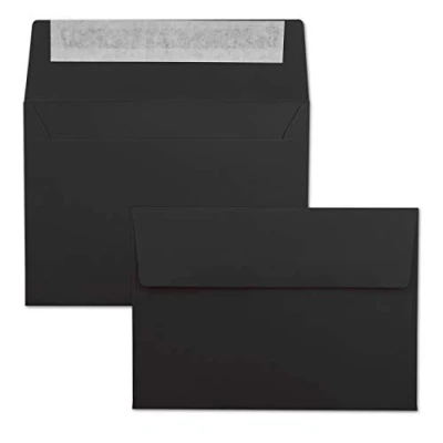 Abbildung von 100x Briefumschläge Schwarz DIN C6 Format 11,4 x 16,2 cm Haftklebung Kuverts ohne Fenster Weihnachten, Grußkarten &amp; Einladungen Für A6 A4 Papier