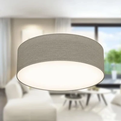 Abbildung von B.K.Licht Deckenlampe mit Lampenschirm aus Stoff, Taupe, E27 Fassung, max. 40 Watt, 300mm, Deckenleuchte, Lampe, Wohnzimmerlampe, Schlafzimmerlampe, Küchenlampe, Deckenbeleuchtung, 30x10cm
