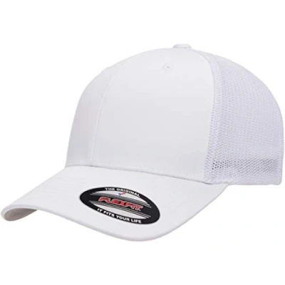 Abbildung von Flexfit Unisex Erwachsene Mesh Fitted Trucker Mütze, Blickdicht, Schwarz, Einheitsgröße