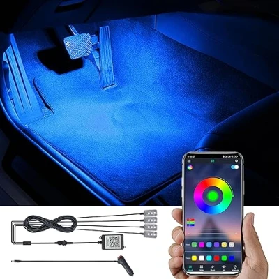 Abbildung von TABEN RGB Auto Fußraum Ambientebeleuchtung Kit APP Steuerung 16.7 Millionen Farben Sound Aktive Musik Sync Zigarettenanzünder Car Innenraum Atmosphäre Licht DC 12V