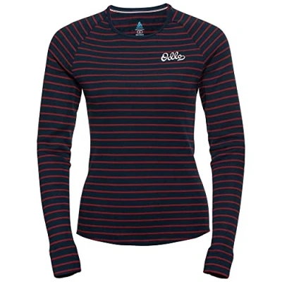 Abbildung von Odlo Damen Active Warm Originals Eco_159271 Funktionsunterwäsche Langarm Shirt, Dark Sapphire Sundried Tomato, M EU