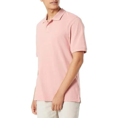 Abbildung von Amazon Essentials Herren Polohemd aus Baumwollpiqué in normaler Passform (erhältlich Übergrößen), Rosa, XS