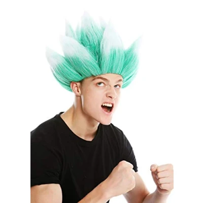 Abbildung von WIG ME UP LM 19 PC18TP60 Perücke Damen Herren Karneval hochtoupiert Dämon Teufel Troll Blume Grün Weiß