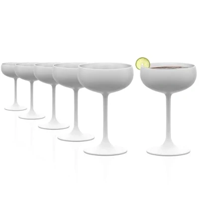 Abbildung von Stölzle Lausitz Elements Sektschalen Weiß (matt) Silber 6er Set 200ml I hochwertiges Kristallglas als Sekt , Cocktail oder Champagnerschale spülmaschinenfestes Coupette Glas