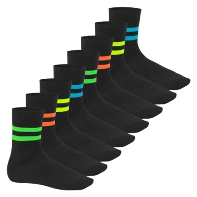 Abbildung von Footstar Herren &amp; Damen Baumwollsocken (8 Paar) Socken im Neon Look Sport Schwarz 43 46