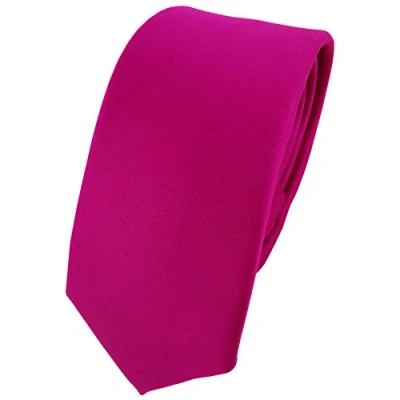 Abbildung von TigerTie Herren Krawatte 6 cm schmale Satin Tie in magenta einfarbig uni Business, festliche Veranstaltungen und Freizeit