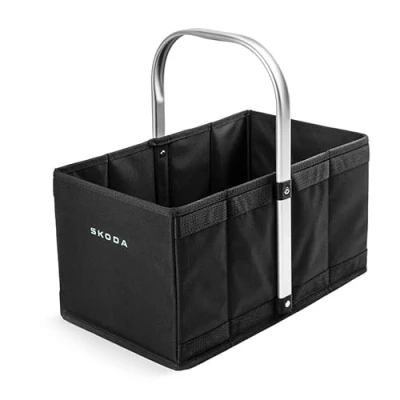 Abbildung von Skoda 6U0087317D Einkaufskorb Tasche Korb Faltbox Kiste, schwarz, mit Schriftzug