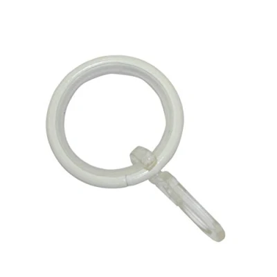 Abbildung von GARDINIA Gardinenringe für Gardinenstangen Mit Ø 16 mm 20 mm, Gleiteinlage und Gardinenhaken, 10 Stück, Breite 4 Kreta, Metall/Kunststoff, Weiß