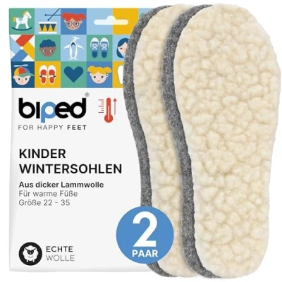 Abbildung von biped 2 Paar Kinder Lamm Wollsohlen Extra dicke Winter Einlegesohlen aus Lammwolle und Filz Wärmende Einlagen z2690(24 25)