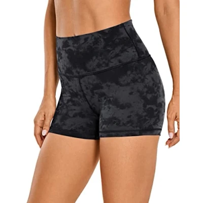Abbildung von CRZ Yoga Naked Feeling Damen Kurze Leggings High Waist Blickdicht Fithess Shorts Radlerhose Sporthose 7cm Der Rauchtintennebel 38