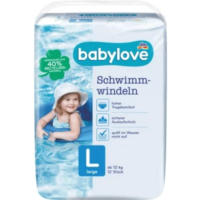 Abbildung von babylove Schwimmwindeln Größe L (10 14 kg), 12er pack
