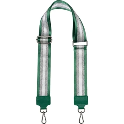 Abbildung von styleBREAKER Breiter Taschen Schulterriemen verstellbar mit Metallic Streifen Muster, Wechsel Taschengurt, Handyband, Handykette 02013029, Farbe:Grün Silber