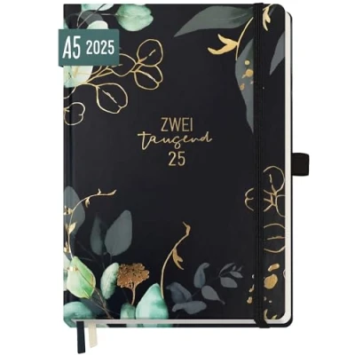Abbildung von Chäff Wochen Notiz Kalender 2025 A5 [Mondscheinblüten] Hardcover Wochenplaner, Timer, Terminplaner, Wochenkalender, Organizer, Terminkalender mit Einstecktasche nachhaltig &amp; klimafreundlich