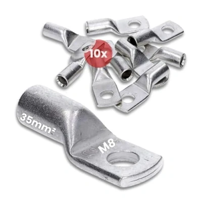 Abbildung von 10 Stück Kalitec HR35 8 Handelsübliche Rohrkabelschuhe 35mm² M8 I ohne Sichtloch Made in Germany