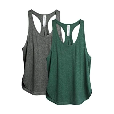 Abbildung von icyzone Yoga Sport Tank Top Damen Racerback Lauftop Fitness Running Shirt Oberteile, 2er Pack (S, Charcoal/Army)