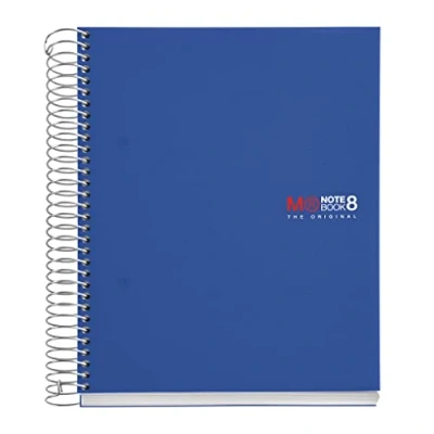 Abbildung von Miquelrius Notizbücher A5 The Original Notebook, 8 farbige Streifen, Undurchsichtiger Polypropylen Einband, Format (148 x 210 mm), 2 Loch Lochung, 200 Blatt mit 70 g/m², Raster 5 mm, Blau