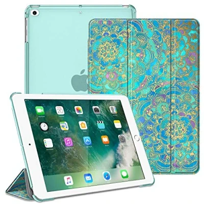 Abbildung von Fintie Hülle für iPad 9.7 Zoll 2018 2017 / Air 2 (2014) (2013) Ultradünn Schutzhülle mit transparenter Rückseite Abdeckung Cover Auto Schlaf/Wach Funktion, Jade
