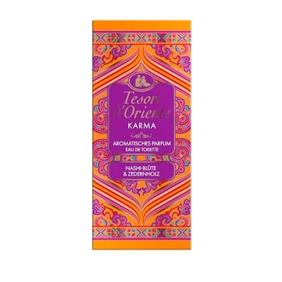 Abbildung von Tesori d&#039;Oriente Eau de Toilette &#039;Karma&#039;, 100 ml, aromatisches Parfüm mit Nashi Blüte &amp; Zedernholz, Duft zum Träumen im Aluminiumflakon, Wellness Rituale für Körper Sinne