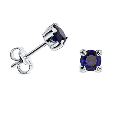 Abbildung von Miore Ohrring Damen runde Ohrstecker mit Edelstein/Geburtsstein Saphir in blau aus Weißgold 9 Karat / 375 Gold, Ohrschmuck