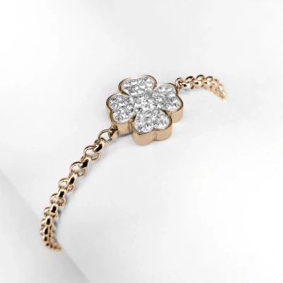 Abbildung von Ponytail&amp;Co Armband Klee mit Kristallen Roségold 15+5cm