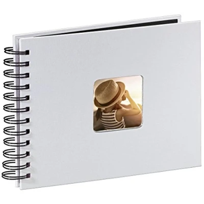 Abbildung von Hama Fotoalbum 24x17 cm (Spiral Album mit 50 schwarzen Seiten, Fotobuch Pergamin Trennblättern, zum Einkleben und Selbstgestalten) kreide