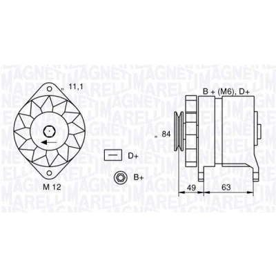 Abbildung von MAGNETI MARELLI 063321044010 Lichtmaschine 12V 55A IVECO: DAILY 2 Pritsche/Fahrgestell, 1
