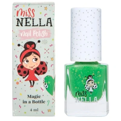 Abbildung von Miss Nella KISS THE FROG abziehbarer Nagellack speziell für Kinder, Grün Glitzer, Peel Off Formel, ungiftig, wasserbasiert und geruchsneutral