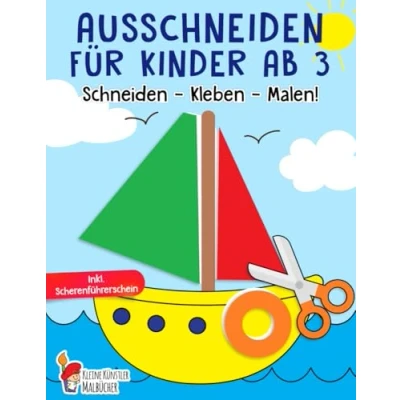Abbildung von Ausschneiden für Kinder ab 3: Das große Ausschneidebuch Schneiden, Kleben, Malen! Schneiden lernen mit dem Scherenführerschein Bastelbuch 3 Jahre Mädchen und Jungen
