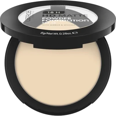 Abbildung von Catrice 18H HD Matte Powder Foundation, Nr. 005N, Nude, langanhaltend, mattierend, matt, für unreine Haut, vegan, ölfrei, UVA und UVB Filter + SPF 15, ohne Parfüm, 1er Pack (8g)