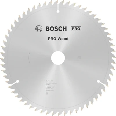 Abbildung von Bosch 1x PRO Wood Kreissägeblatt für Netz Kapp‑ und Gehrungssägen (für Weichholz, Hartholz, Ø mm, Professional Zubehör Kapp Gehrungskreissäge)