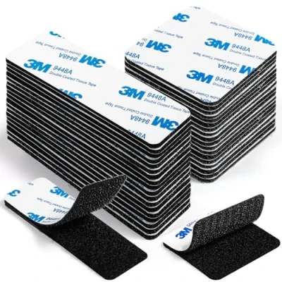 Abbildung von LLNRC Klettband Selbstklebend Extra Stark Schwarz,12 Stück Industrie Rechteck Klettverschluss Doppelseitige Klebende für Wände,Boden,Gläser, Plastik,Quadrat/Rechteck