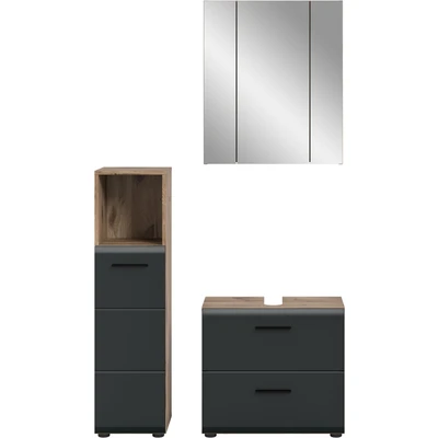 Abbildung von INOSIGN Badmöbel Set »FLORENZ, TOPSELLER!, 3 teilige Badkombination, hochwertige MDF Front« best. aus: Midischrank hoch, Waschbeckenunterschrank, Spiegelschrank