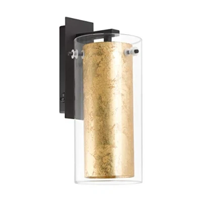 Abbildung von Eglo 97839 Wandleuchte PINTO gold schwarz klar, L:11cm H:27cm T:15cm