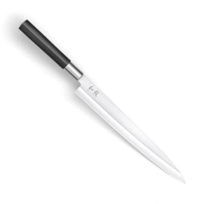 Abbildung von KAI Wasabi Black Yanagiba 15,5 cm Klingenlänge rostfreier 6A/1K6 Edelstahl poliert 58 (±1) HRC schwarzer Polypropylen Griff Sushi Messer Sashimi Made in Japan